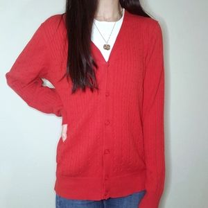 Tommy Hilfiger Red Prima Cotton Cardigan